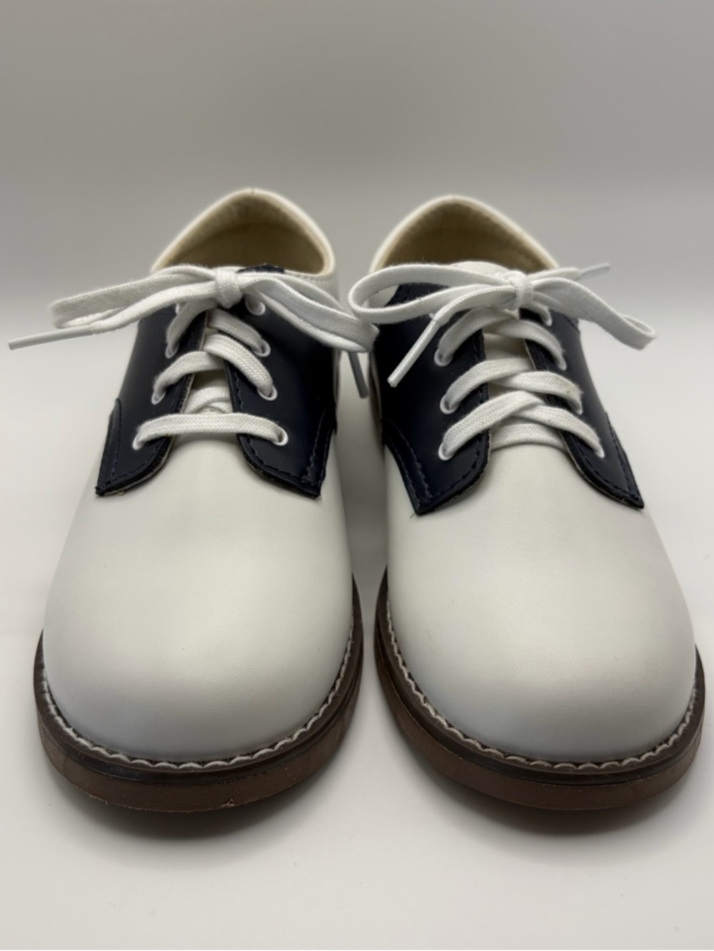 Footmates Cheer Unisex Girl Boy White Navy Saddle Oxford Shoes Size 13 Leather